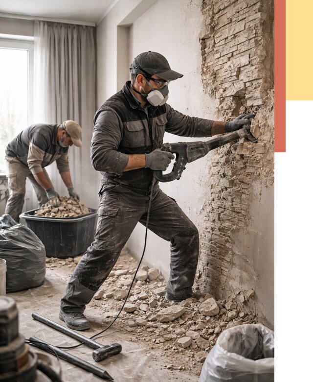 Демонтаж декоративного камня в Ростове от 1488 руб/м² — быстро и недорого | ОТДЕЛОЧНИК-Рсв