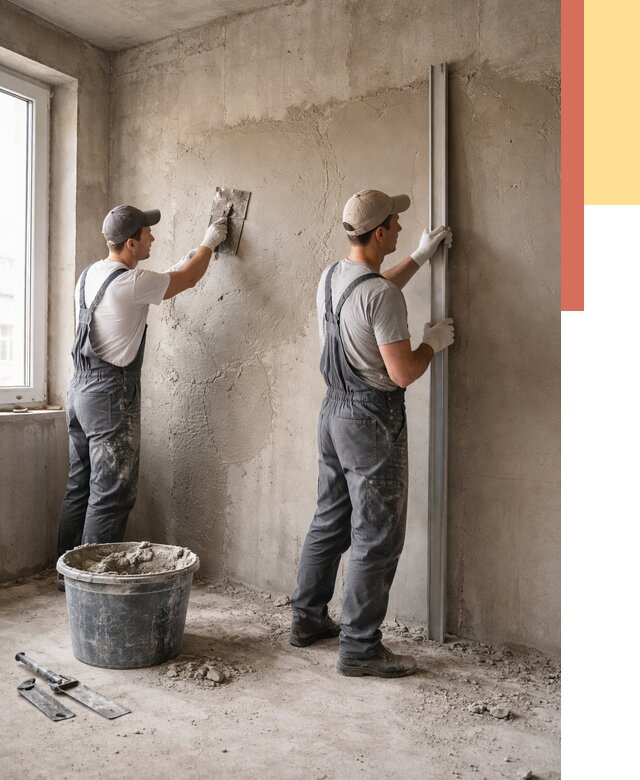 Штукатурка бетонных стен в Ростове от 4618 руб/м² — качественно и быстро | ОТДЕЛОЧНИК-Рсв