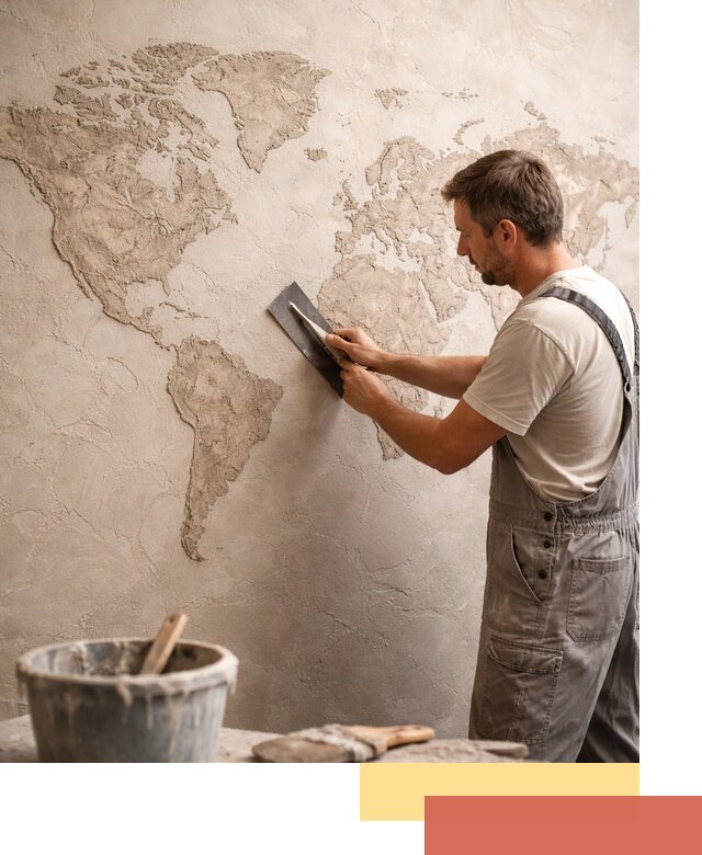 Декоративная штукатурка «Карта мира» под ключ в Ростове