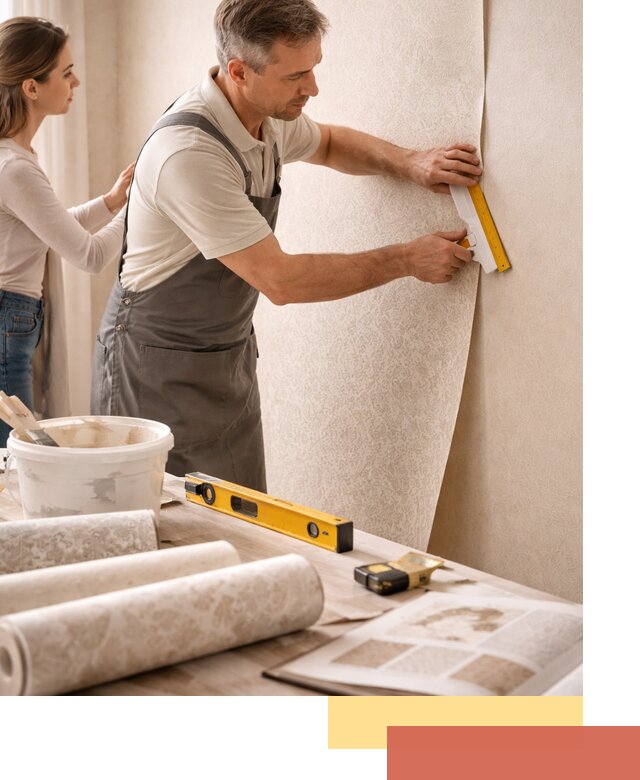 Поклейка обоев с подбором рисунка в Ростове