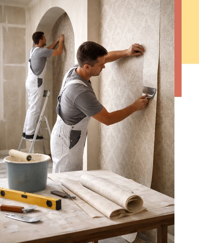 Поклейка обоев на сложные стены в Ростове от 2874 руб. под ключ | ОТДЕЛОЧНИК-Рсв