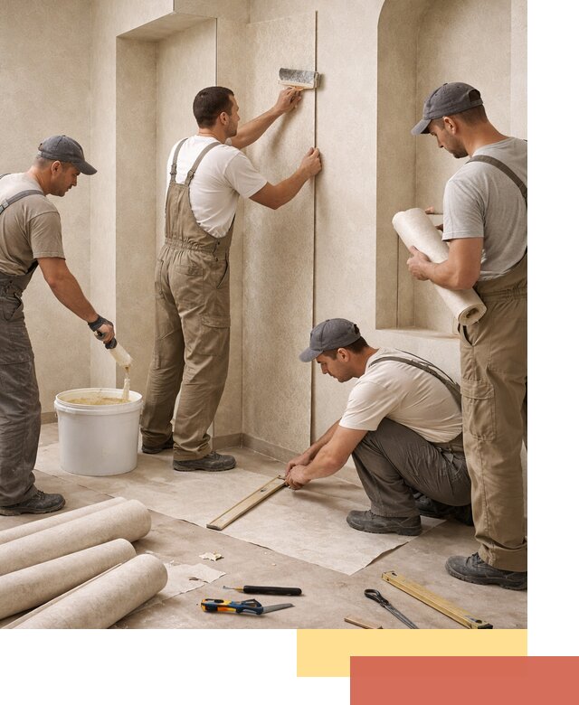 Поклейка обоев на сложные стены и неровные поверхности в Ростове