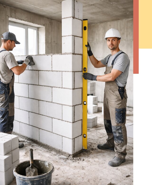 Кладка перегородок из пеноблока в Ростове от 1847 руб. под ключ | ОТДЕЛОЧНИК-Рсв