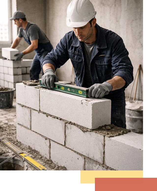 Кладка перегородок из пеноблока под ключ в Ростове