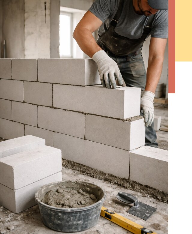 Кладка перегородок из силикатного блока в Ростове от 4105 руб. под ключ | ОТДЕЛОЧНИК-Рсв