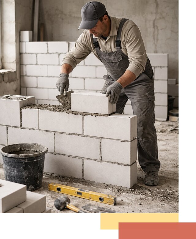 Кладка перегородок из силикатного блока в Ростове