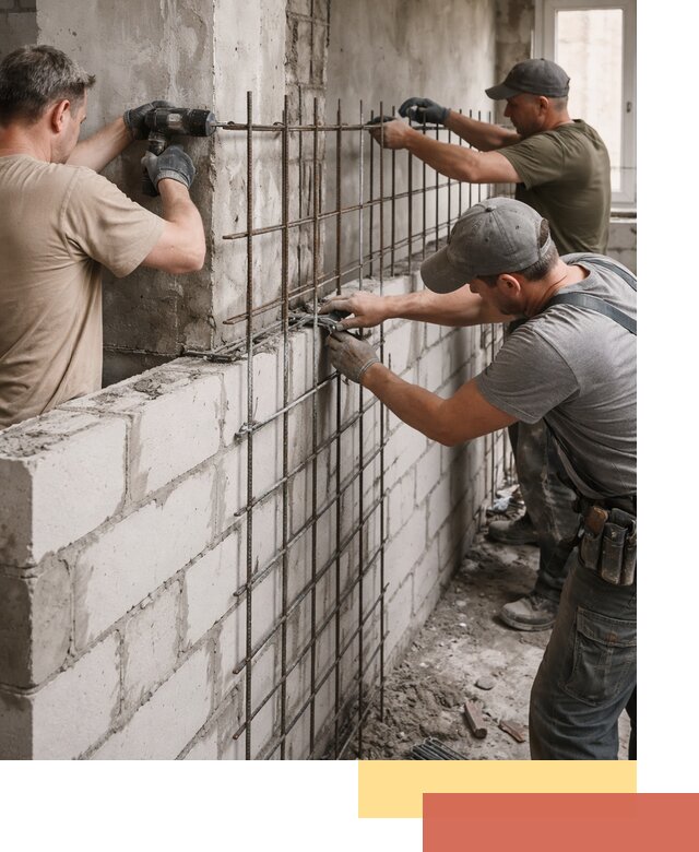 Армирование кладки перегородок в Ростове профессионально и надёжно