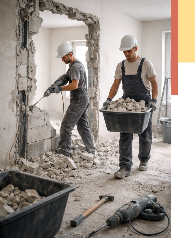 Демонтаж блоковых перегородок в Ростове от 3849 руб. — быстро и недорого | ОТДЕЛОЧНИК-Рсв