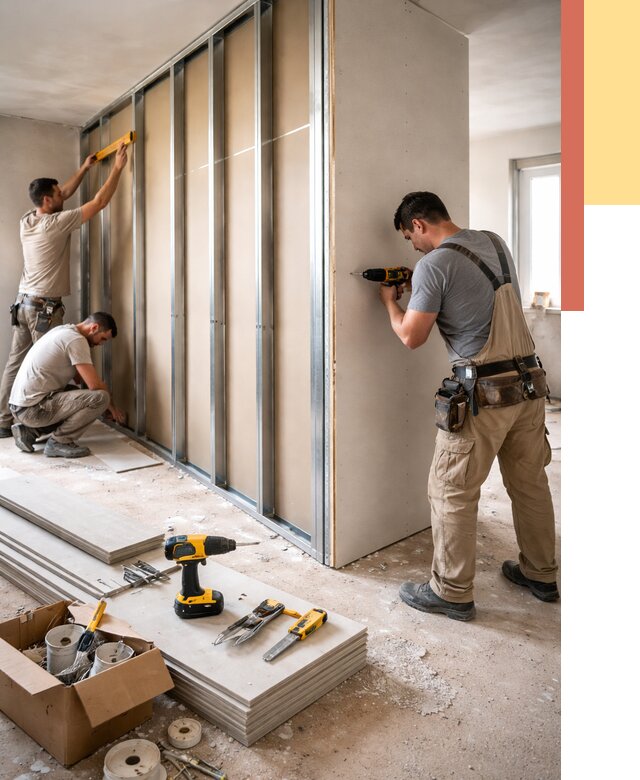 Монтаж однослойной перегородки из гипсокартона в Ростове от 667 руб. | ОТДЕЛОЧНИК-Рсв