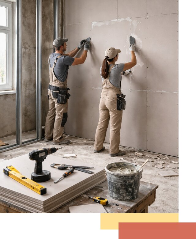 Монтаж двухслойной перегородки из гипсокартона в Ростове