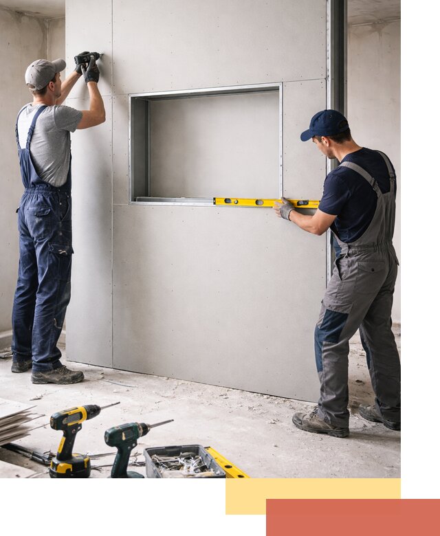 Перегородка из гипсокартона с нишей под декор в Ростове