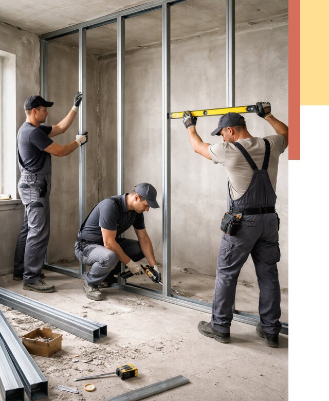 Монтаж каркаса перегородки из профиля в Ростове от 770 руб. | ОТДЕЛОЧНИК-Рсв