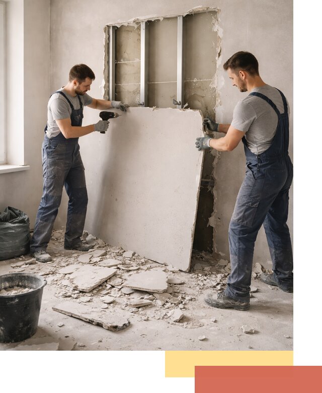 Демонтаж перегородки из гипсокартона в Ростове быстрый и аккуратный