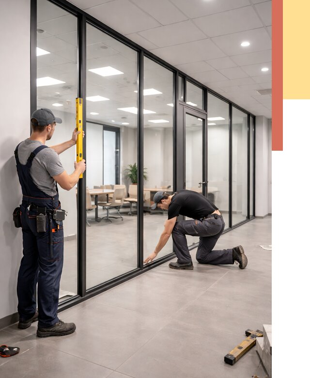 Каркасные стеклянные перегородки в Ростове под ключ от 9442 руб. | ОТДЕЛОЧНИК-Рсв