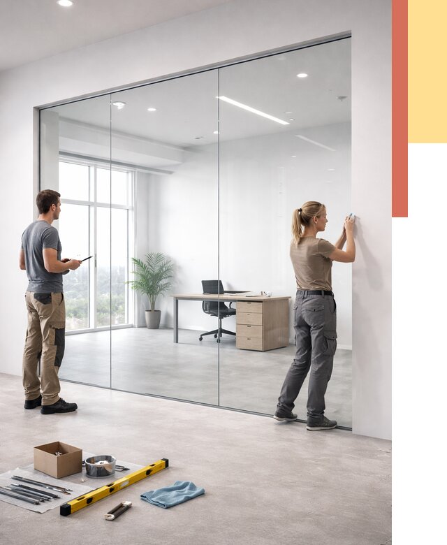 Перегородки из закаленного стекла в Ростове от 9750 руб. под ключ | ОТДЕЛОЧНИК-Рсв