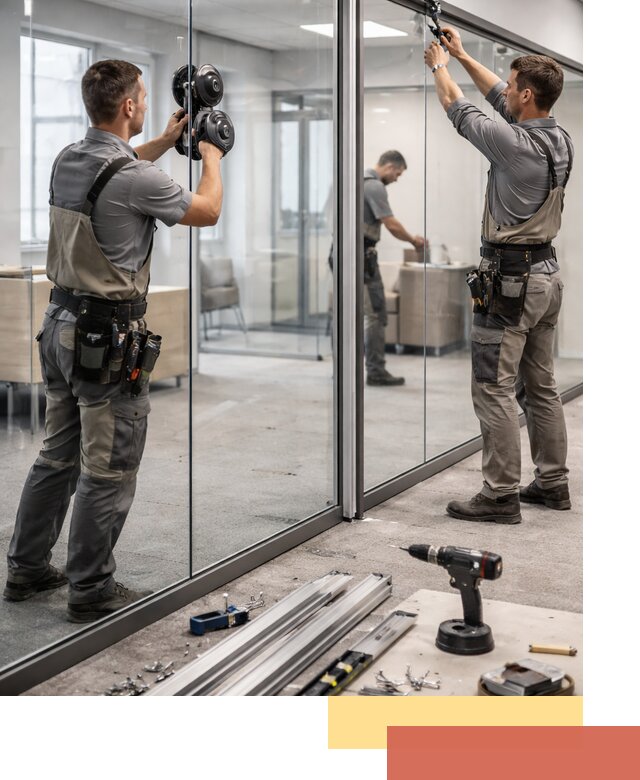 Стеклянные офисные перегородки под ключ в Ростове