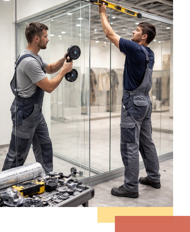 Стеклянные перегородки для магазинов в Ростове — монтаж и установка