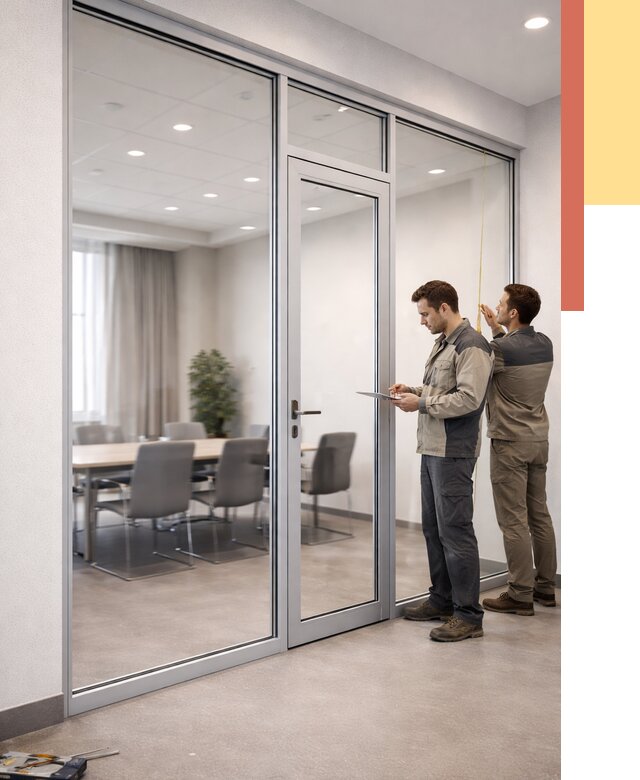 Установка и монтаж алюминиевых перегородок со стеклом в Ростове от 8416 руб. | ОТДЕЛОЧНИК-Рсв