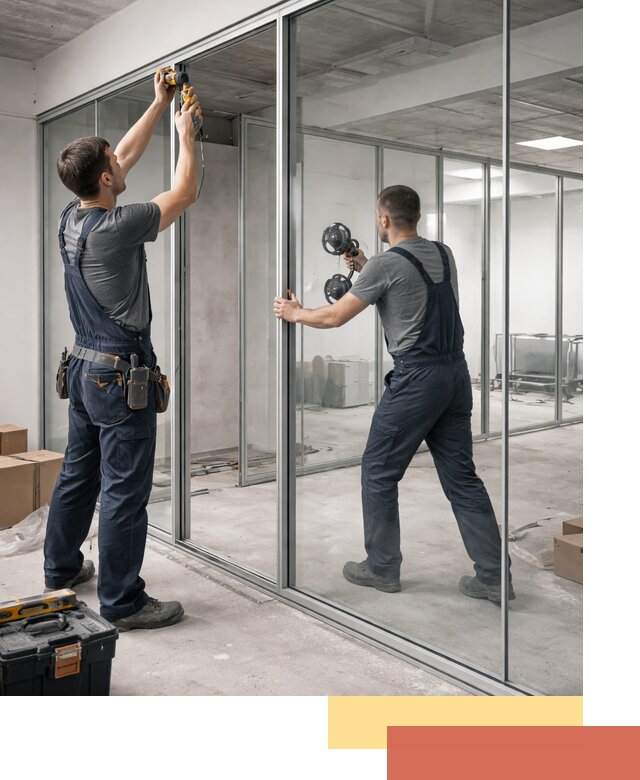 Алюминиевые перегородки со стеклом в Ростове — изготовление и монтаж