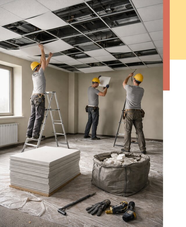 Демонтаж потолка Армстронг в Ростове от 4618 руб. быстро и недорого | ОТДЕЛОЧНИК-Рсв