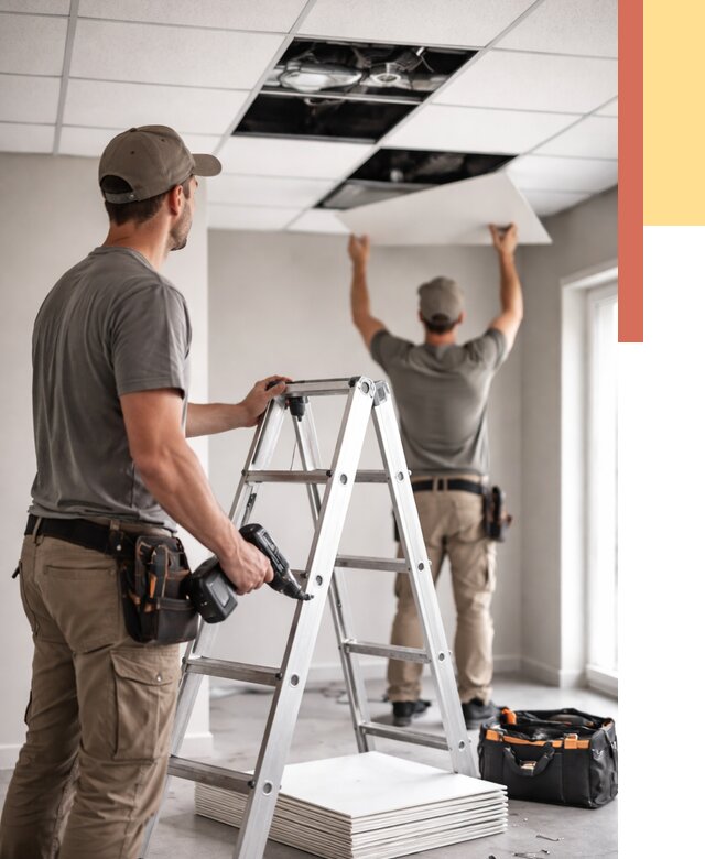 Обслуживание подвесного потолка в Ростове от 3592 руб. — быстро и недорого | ОТДЕЛОЧНИК-Рсв