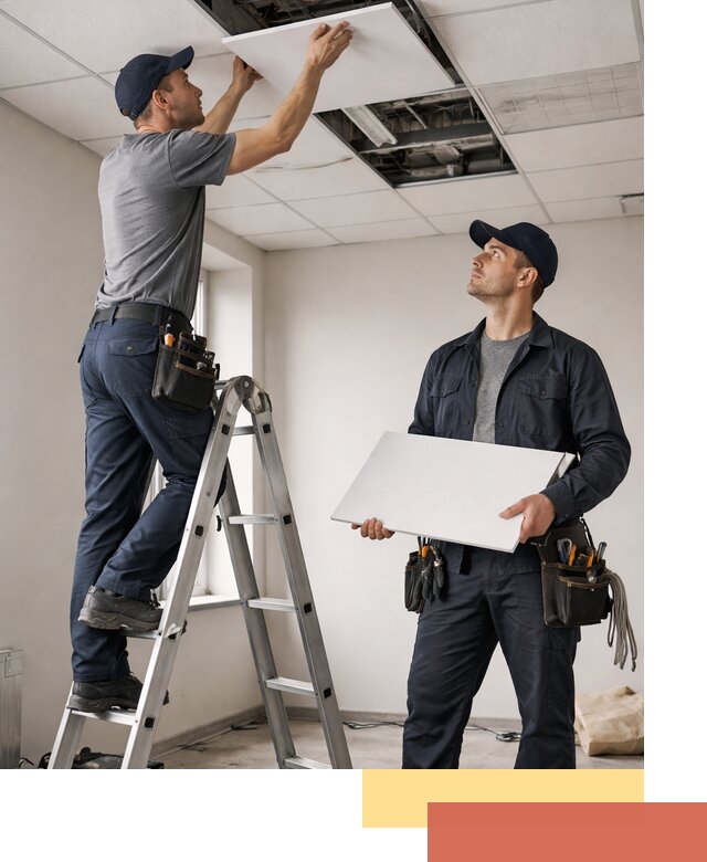 Обслуживание подвесного потолка в Ростове — ремонт и чистка