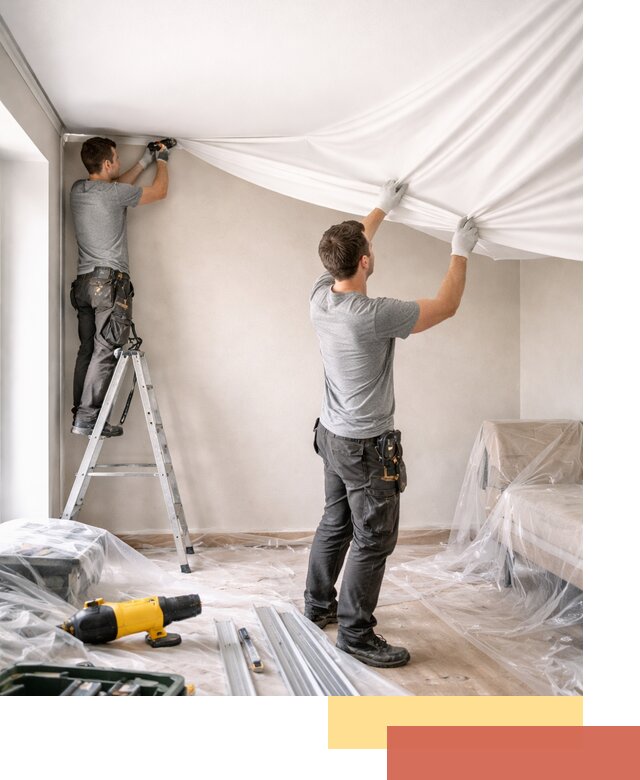 Монтаж тканевого натяжного потолка в Ростове недорого и быстро