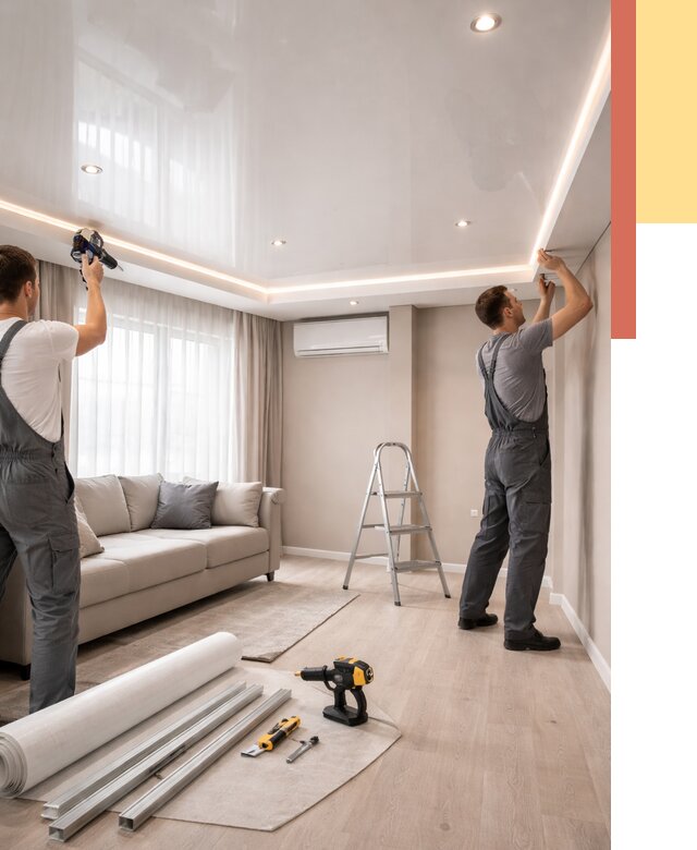 Монтаж глянцевого натяжного потолка в Ростове от 770 руб. под ключ | ОТДЕЛОЧНИК-Рсв