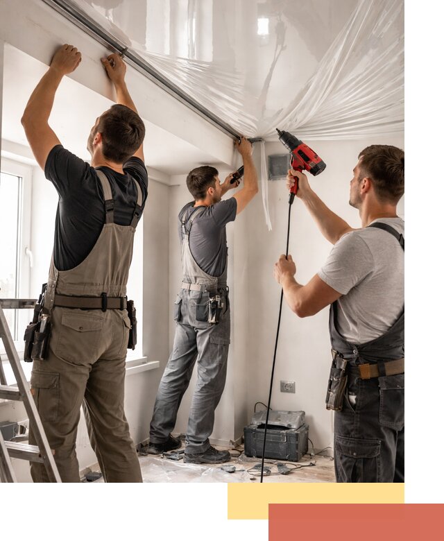 Монтаж глянцевого натяжного потолка в Ростове быстро и качественно