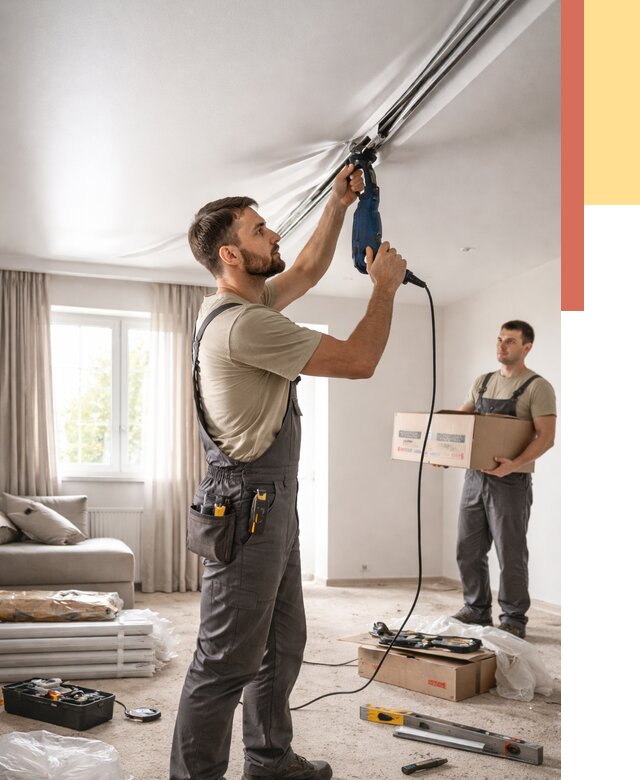 Монтаж сатинового натяжного потолка в Ростове от 3592 руб. | Быстро, недорого — ОТДЕЛОЧНИК-Рсв