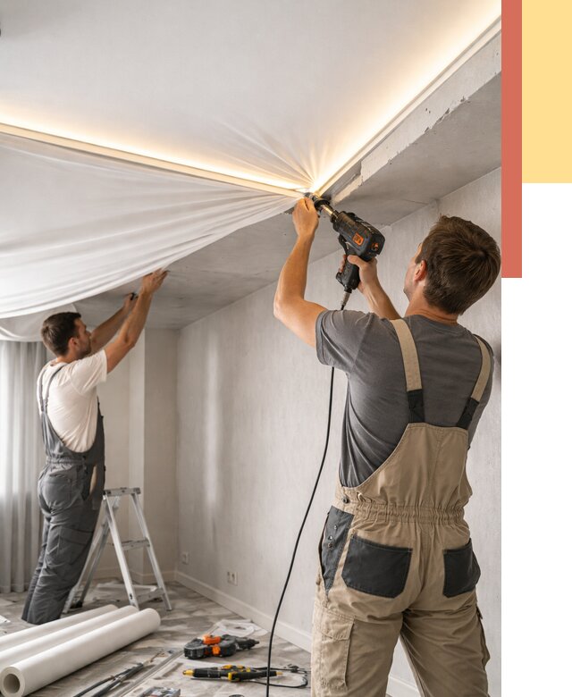 Монтаж натяжного потолка с подсветкой в Ростове от 975 руб. | ОТДЕЛОЧНИК-Рсв