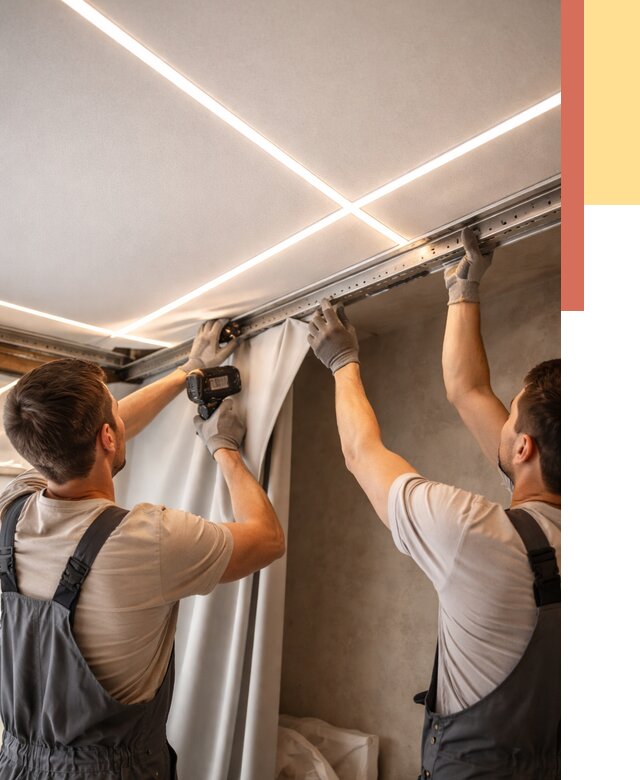 Монтаж натяжного потолка со световыми линиями в Ростове от 1232 руб. | ОТДЕЛОЧНИК-Рсв