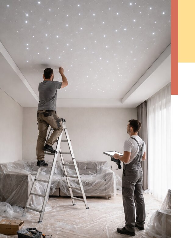 Монтаж натяжного потолка «звездное небо» в Ростове от 6671 руб. | ОТДЕЛОЧНИК-Рсв