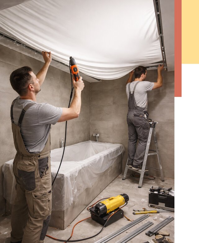 Монтаж натяжного потолка в ванной в Ростове от 1232 руб. под ключ | ОТДЕЛОЧНИК-Рсв