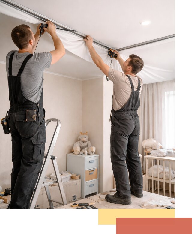 Монтаж натяжного потолка в детской комнате в Ростове