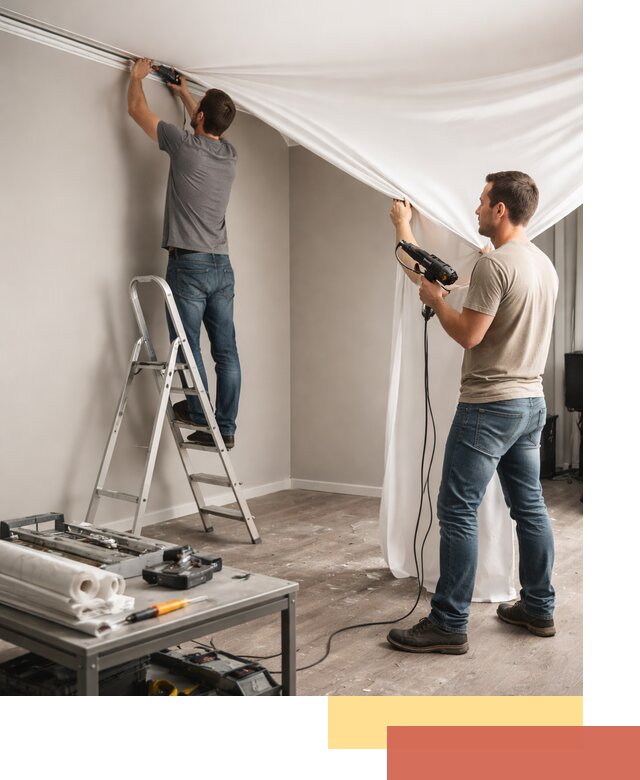 Монтаж натяжного потолка в студии в Ростове