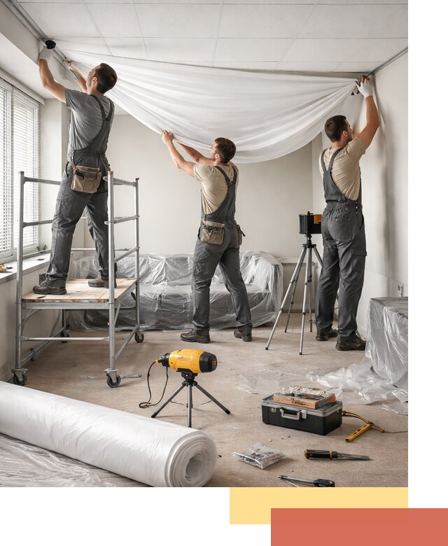 Монтаж натяжного потолка в офисе в Ростове