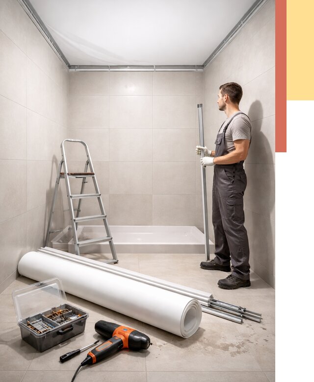 Монтаж натяжного потолка в санузле в Ростове от 1899 руб. — ОТДЕЛОЧНИК-Рсв