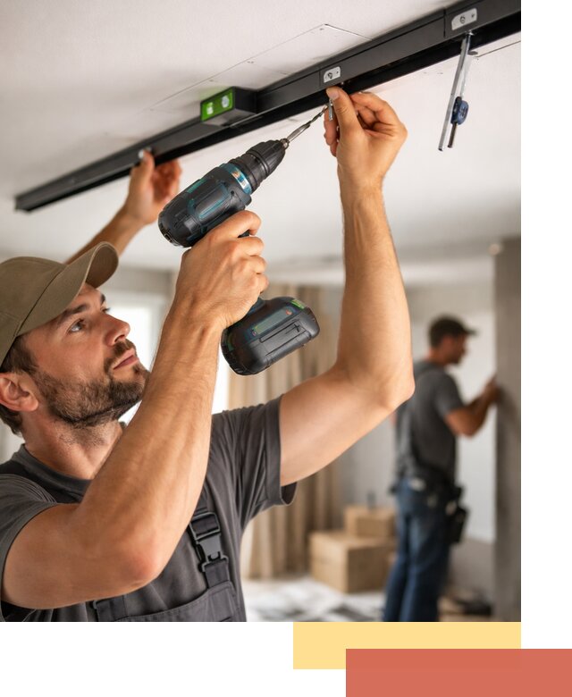 Установка трековых светильников в натяжной потолок в Ростове