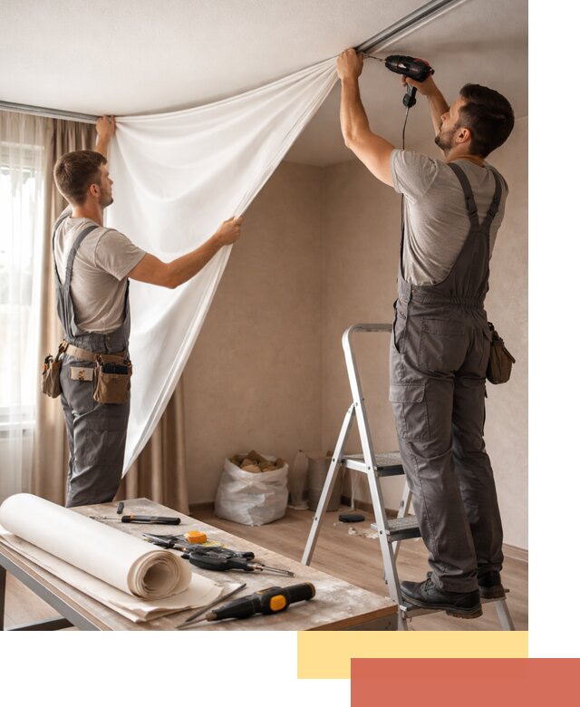 Замена полотна натяжного потолка в Ростове быстро и качественно