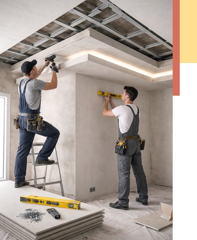 Двухуровневый потолок из гипсокартона в Ростове от 1488 руб. под ключ | ОТДЕЛОЧНИК-Рсв