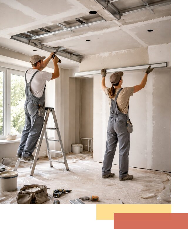 Монтаж многоуровневого потолка из гипсокартона в Ростове