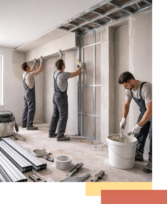 Монтаж потолка из гипсокартона с нишей в Ростове