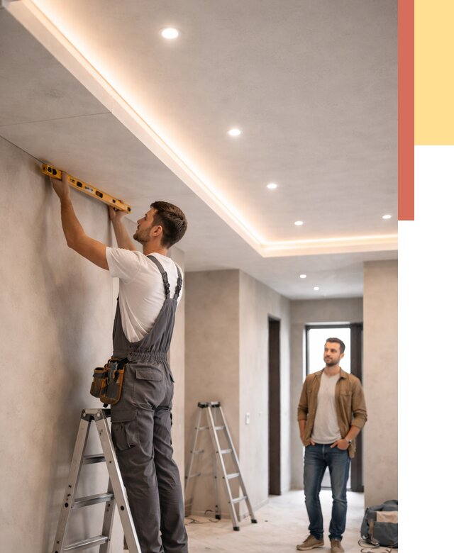 Потолок из гипсокартона с подсветкой в Ростове от 770 руб./м2 под ключ | ОТДЕЛОЧНИК-Рсв