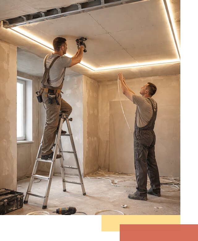 Потолок из гипсокартона с подсветкой в Ростове