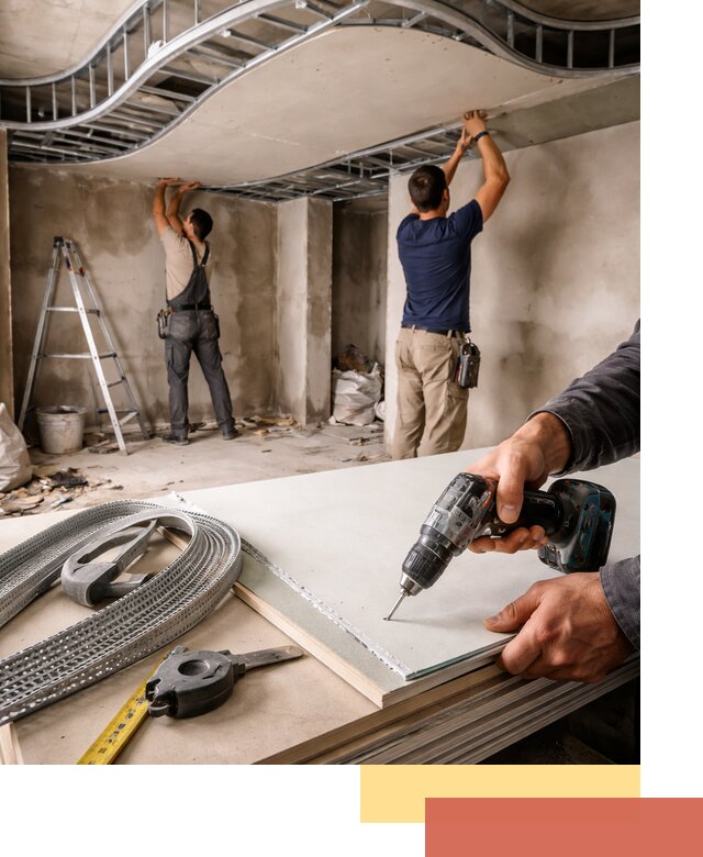 Криволинейный потолок из гипсокартона в Ростове — монтаж и отделка