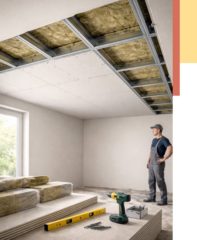 Звукоизоляция потолка ГКЛ в Ростове от 975 руб. — монтаж под ключ | ОТДЕЛОЧНИК-Рсв