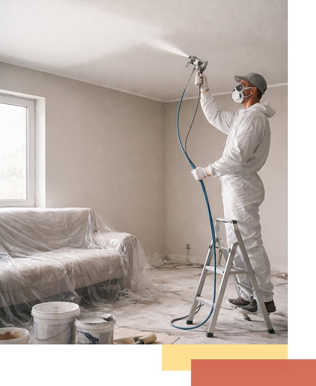 Покраска потолка краскопультом в Ростове быстро и качественно