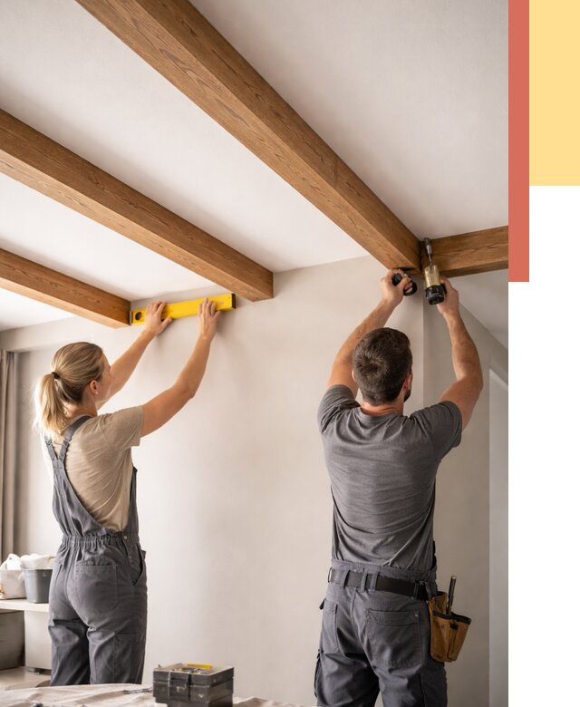 Монтаж декоративных балок на потолок в Ростове от 4310 руб. — ОТДЕЛОЧНИК-Рсв